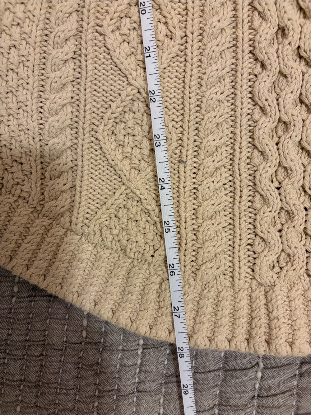 LL Bean Signature Cream Cable Knit Scoopneck Sweater - Picture 8 of 10